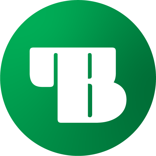 Logo de Théo Bernou sur fond vert circulaire. Le fond vert un dégradé de vert sapin.